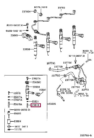 2361817060 Toyota Пружина форсунки топливной