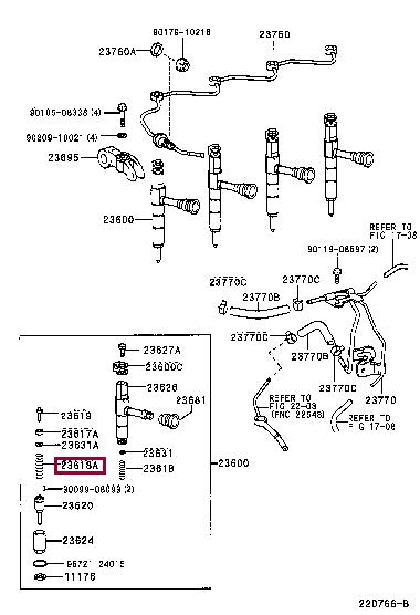 2361817080 Toyota Пружина форсунки топливной