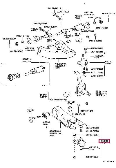 Шаровая опора рычага Toyota Liteace (Тойота Лайтейс): 4333029545 Toyota Шаровая опора