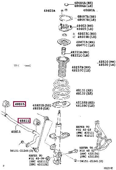 Toyota 48815-42120 Втулка стабілізатора переднього права 4881542120: Купити в Україні - Добра ціна на EXIST.UA!