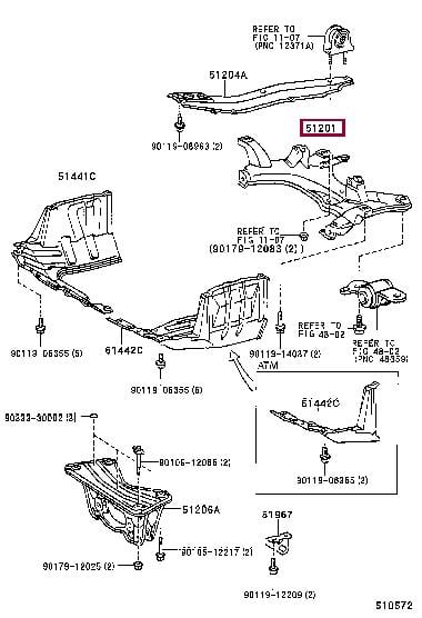Toyota 51201-42040 Підрамник 5120142040: Приваблива ціна - Купити в Україні на EXIST.UA! 5120142040 Toyota Підрамник