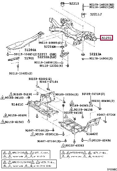 Toyota 51201-44020 Подрамник 5120144020: Отличная цена - Купить в Украине на EXIST.UA! 5120144020 Toyota Подрамник