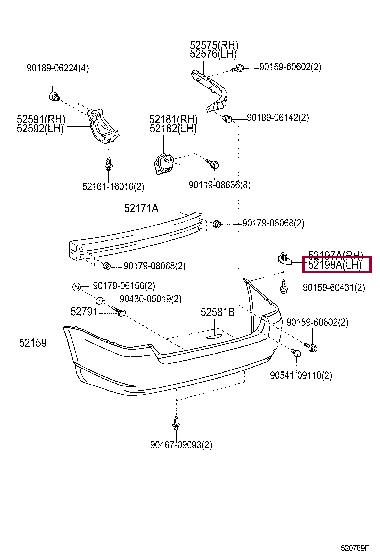 5219812080 Toyota Кронштейн бампера заднього лівий