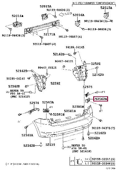 5256212110 Toyota Кронштейн крепления бампера