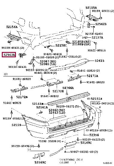 5256360030 Toyota Кронштейн заднього бампера лівий