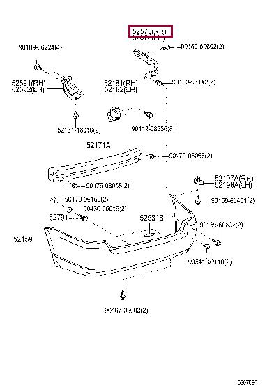 5257513020 Toyota Кронштейн бампера, rh