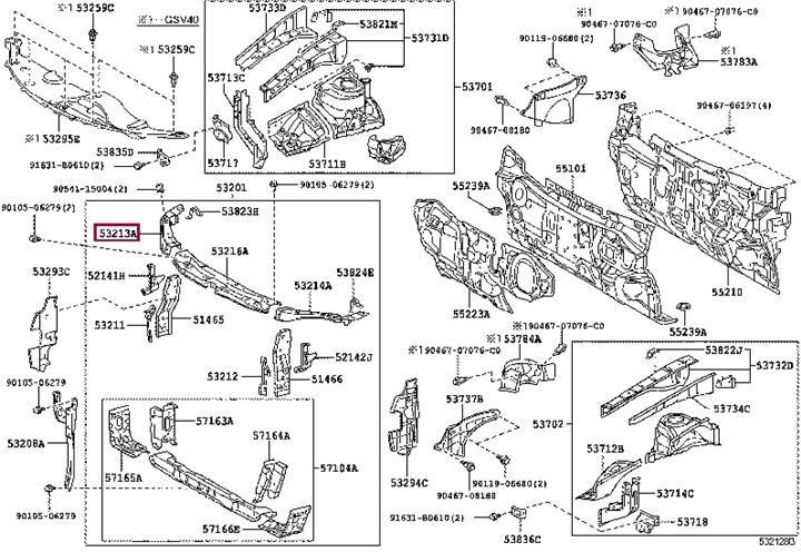 5321333030 Toyota Кронштейн суппорта радиатора