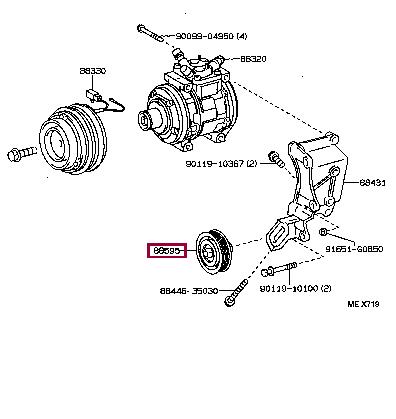8844035030 Toyota Ролик обводной ремня поликлинового (приводного)
