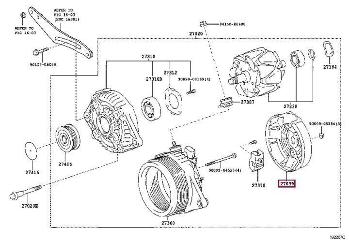 2703927060 Toyota Крышка генератора задняя