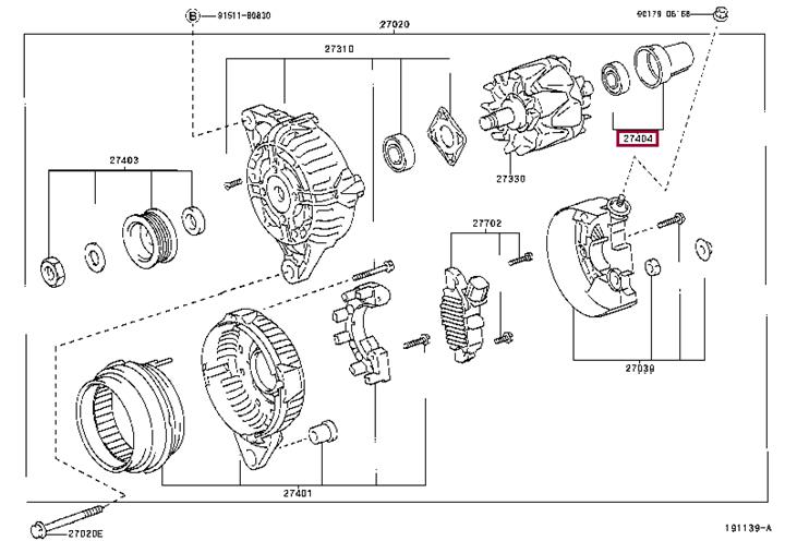 Toyota 27404-0D010 Підшипник генератора 274040D010: Приваблива ціна - Купити в Україні на EXIST.UA! 274040D010 Toyota Підшипник генератора