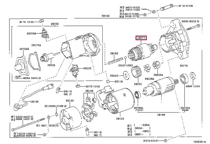 2801117020 Toyota Бендикс стартера