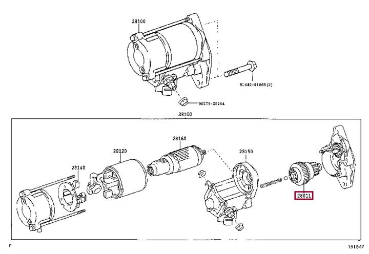 2801166060 Toyota Бендикс стартера