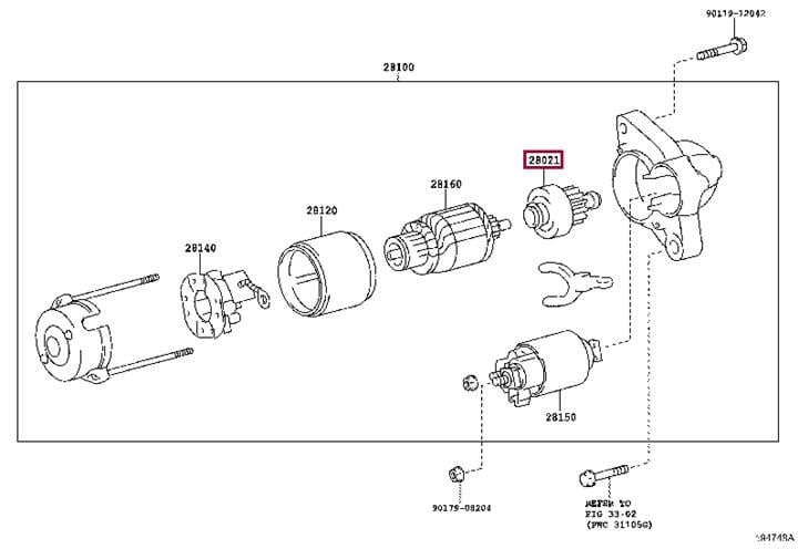 Бендікс стартера Toyota 28021-26180