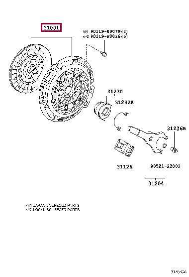 Toyota 31001-0R010 Clutch set, cover disc 310010R010: Отличная цена - Купить в Украине на EXIST.UA! 310010R010 Toyota Clutch set, cover disc
