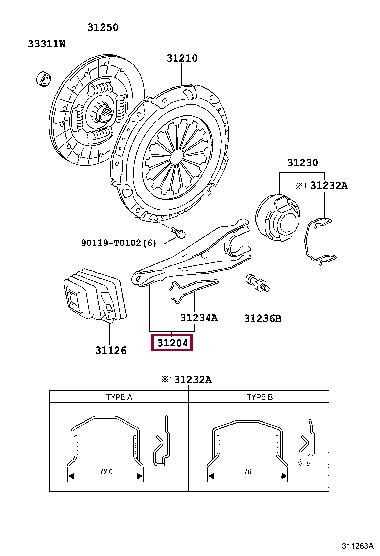 Вилка выключения сцепления Toyota 31204-20071