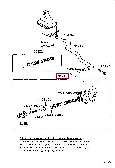 3142036130 Toyota Цилиндр сцепления главный