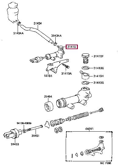 3142037040 Toyota Цилиндр сцепления главный