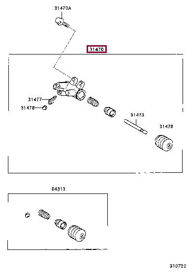 3147042031 Toyota Цилиндр сцепления, рабочий