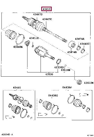 Toyota 43410-05340 Вал приводной 4341005340: Отличная цена - Купить в Украине на EXIST.UA! 4341005340 Toyota Вал приводной