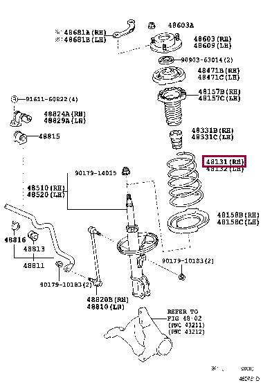 Пружини амортизатора Toyota Camry (Тойота Кемрі): 4813133750 Toyota Пружина підвіски передня