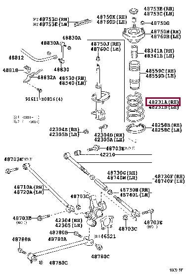 Пружини підвіски Toyota Avensis (Тойота Авенсіс): 4823105210 Toyota Пружина підвіски задня