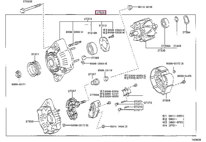 Генератор автомобильный Toyota Hilux (Тойота Хилюкс): 2706062190 Toyota Генератор
