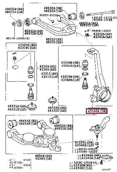 Toyota 43340-39595 Опора кульова, комплект 4334039595: Приваблива ціна - Купити в Україні на EXIST.UA! 4334039595 Toyota Опора кульова, комплект