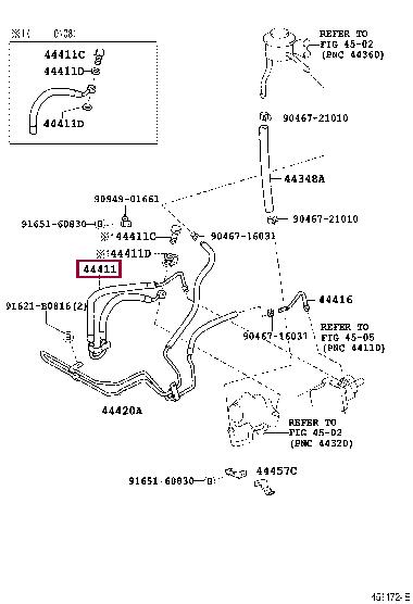 4441160530 Toyota Патрубок гідропідсилювача керма