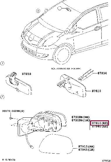 879100D260 Toyota Зеркало наружное заднего вида