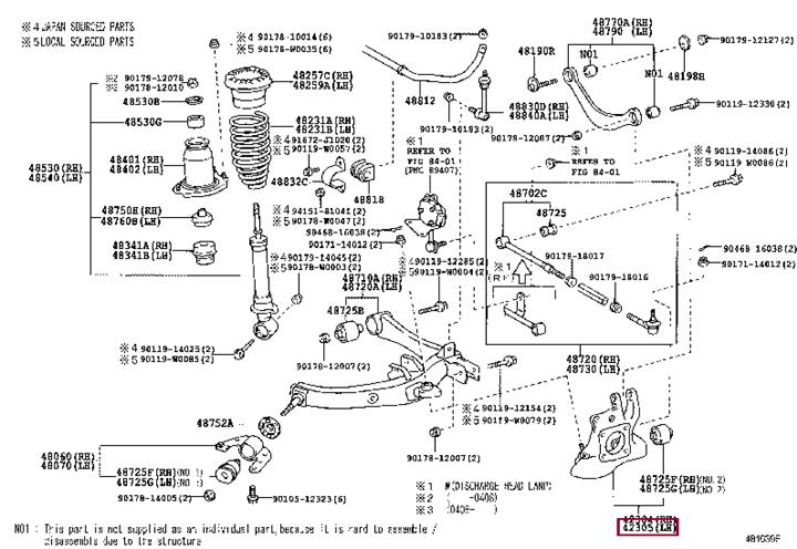 4230505100 Toyota Кулак задней подвески левый