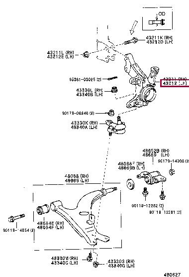 4321242010 Toyota Кулак поворотний