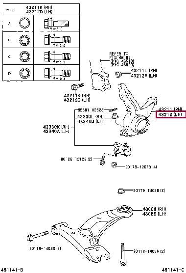 4321242060 Toyota Кулак поворотный