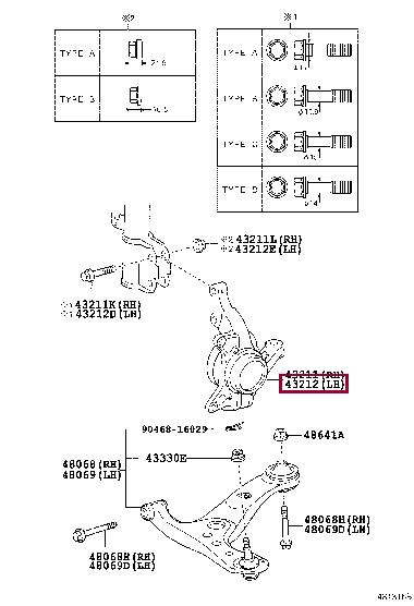 4321244040 Toyota Кулак поворотний