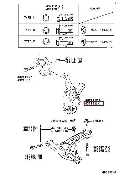 4321252010 Toyota Кулак поворотний