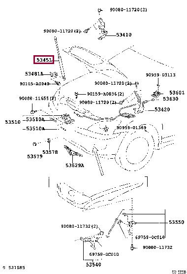 534400E010 Toyota Амортизатор капота
