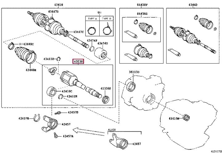 4303042050 Toyota Шарнир равных угловых скоростей (ШРУС)