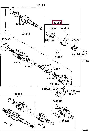 Toyota 43045-20010 Case sub assy, drive shaft bearing 4304520010: Отличная цена - Купить в Украине на EXIST.UA! 4304520010 Toyota Case sub assy, drive shaft bearing
