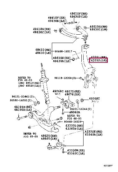 4320253010 Toyota Кулак поворотный