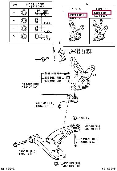 4321102080 Toyota Кулак поворотный