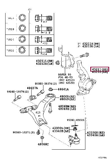 4321106240 Toyota Кулак поворотный