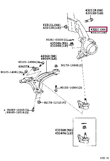 4321133060 Toyota Кулак поворотный