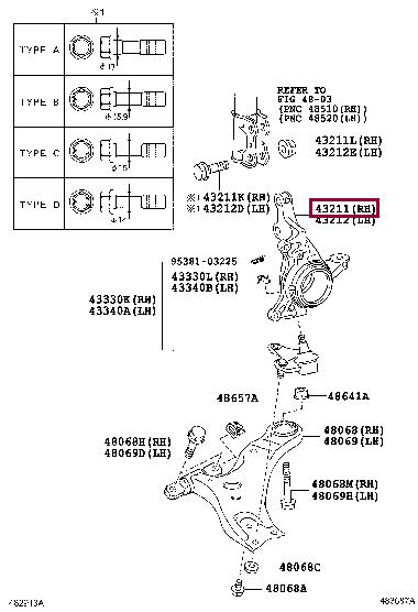 4321133110 Toyota Кулак поворотний