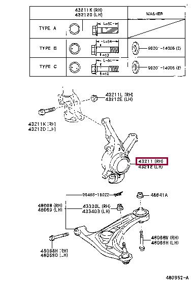 4321152020 Toyota Кулак поворотний