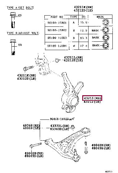 4321152050 Toyota Кулак поворотний