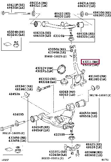 4321160240 Toyota Кулак поворотный правый