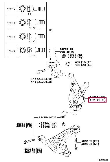432120D230 Toyota Кулак поворотний, лівий
