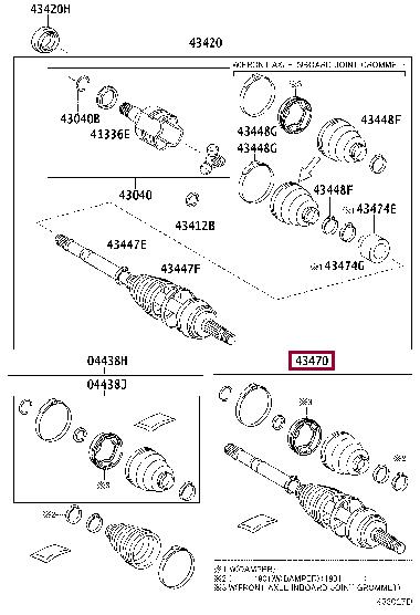 434708Z225 Toyota Шарнир равных угловых скоростей (ШРУС)
