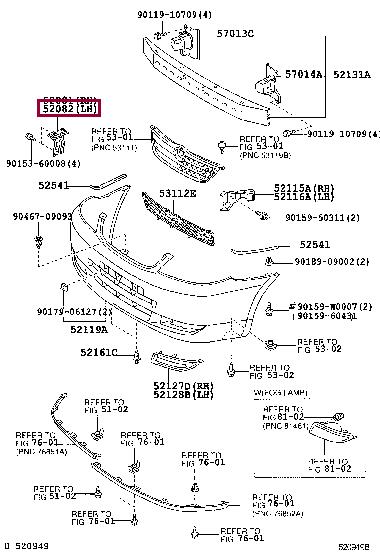 5208202020 Toyota Кронштейн бампера переднего