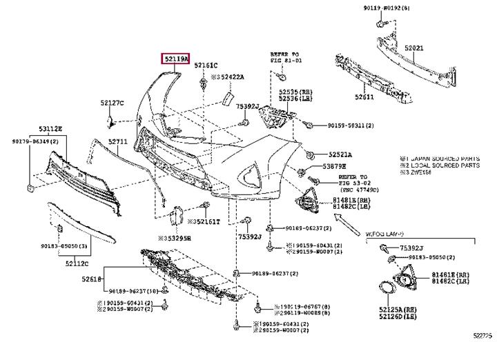 521190Z924 Toyota Бампер передній