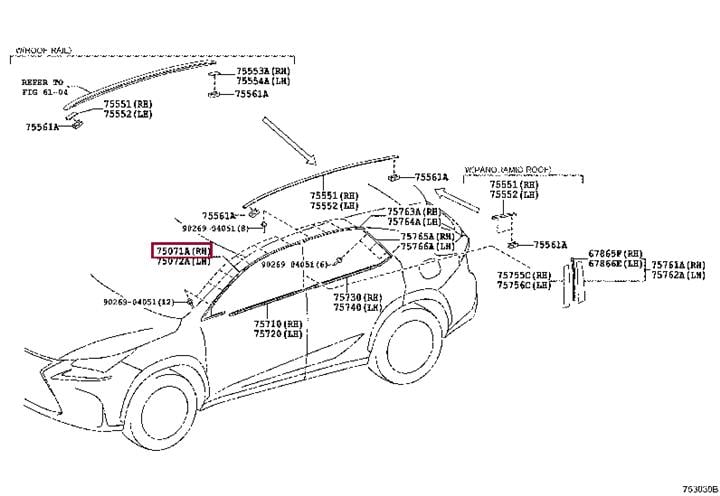 7507178010 Toyota Молдинг крыши